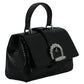 Black Leather Top Handle Shoulder Bag