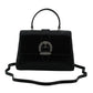 Black Leather Top Handle Shoulder Bag