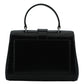 Black Leather Top Handle Shoulder Bag