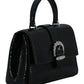 Black Leather Top Handle Shoulder Bag