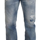 Blue Washed Straight Fit Men Casual Denim Jeans