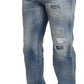 Blue Washed Straight Fit Men Casual Denim Jeans