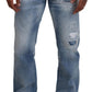 Blue Washed Straight Fit Men Casual Denim Jeans