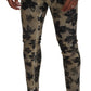 Brown Cotton Printed Skinny Men Casual Denim Jeans