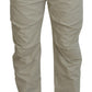 Beige Cotton Straight Fit Men Casual Pants