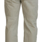 Beige Cotton Straight Fit Men Casual Pants