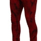 Red Cotton Tie Dye Skinny Casual Denim Jeans