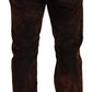 Brown Washed Cotton Straight Fit Casual Denim Jeans