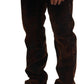 Brown Washed Cotton Straight Fit Casual Denim Jeans