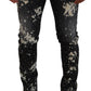 Black Washed White Color Splash Casual Denim Jeans