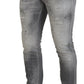 Gray Washed Cotton Slim Fit Casual Men Denim Jeans