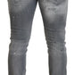 Gray Washed Cotton Slim Fit Casual Men Denim Jeans