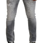 Gray Washed Cotton Slim Fit Casual Men Denim Jeans