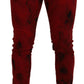 Red Cotton Tie Dye Skinny Casual Men Denim Jeans