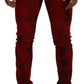 Red Cotton Tie Dye Skinny Casual Men Denim Jeans