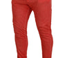 Orange Cotton Elastic Waist Logo Men Pants