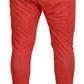 Orange Cotton Elastic Waist Logo Men Pants