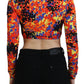 Multicolor Cami Long Sleeves Cropped Blouse Top