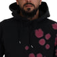 Black Tie Dye Cotton Hooded Sweatshirt Sweater