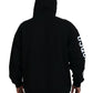 Black Hooded Full Zip Printed Sleeves Sweater