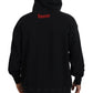 Black Cotton Hooded Printed Men Pullover Sweater