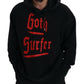 Black Cotton Hooded Printed Men Pullover Sweater