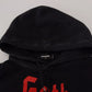 Black Cotton Hooded Printed Men Pullover Sweater