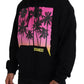 Black Cotton Hooded Printed Men Pullover Sweater