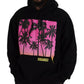 Black Cotton Hooded Printed Men Pullover Sweater