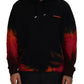 Black Red Cotton Hooded Tie Dye Pullover Sweater