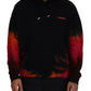 Black Red Cotton Hooded Tie Dye Pullover Sweater