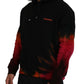 Black Red Cotton Hooded Tie Dye Pullover Sweater