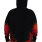 Black Red Cotton Hooded Tie Dye Pullover Sweater