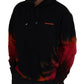 Black Red Cotton Hooded Tie Dye Pullover Sweater