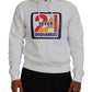 White Cotton Hooded Printed Men Pullover Sweater