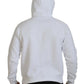 White Cotton Hooded Printed Men Pullover Sweater