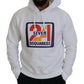 White Cotton Hooded Printed Men Pullover Sweater