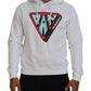 White Cotton Hooded Printed Pullover Sweater