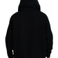 Black Hooded Printed Sleeves Double Zip Sweater