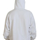 White Cotton Hooded Printed Men Pullover Sweater