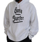 White Cotton Hooded Printed Men Pullover Sweater