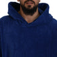 Blue Poncho Men Hooded Beachwear Changing Robe