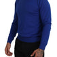 Blue Logo Print Long Sleeves Turtle Neck Sweater