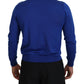 Blue Logo Print Long Sleeves Turtle Neck Sweater