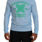 Light Blue Printed Long Sleeves Men Sweater