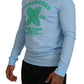 Light Blue Printed Long Sleeves Men Sweater