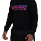 Black Logo Print Long Sleeves Men Pullover Sweater