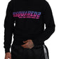 Black Logo Print Long Sleeves Men Pullover Sweater