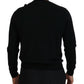 Black Logo Print Long Sleeves Men Pullover Sweater