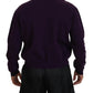 Purple Cotton Printed Men Pullover Sweater